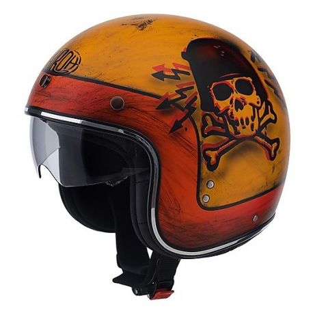 Casco Airoh Jet Riot Vintage Custom con visera de color Skullboy