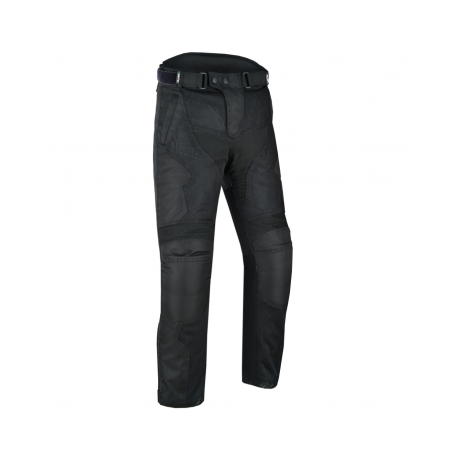 PANTALONES DE VERANO PARA MOTO LVKS70-LITE EN COLOR NEGRO COMPLETO CON DISEÑO PERFORADO Y SIN FORROS (UNISEX) LOVO®