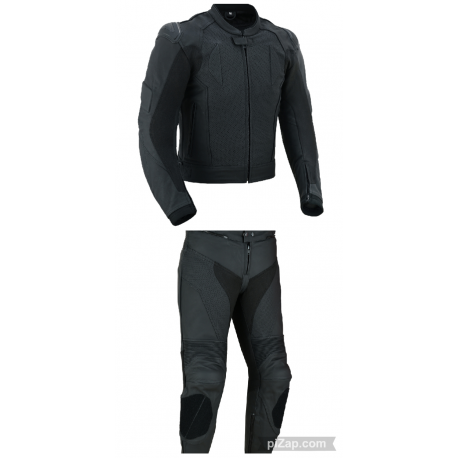 TRAJE DE CUERO COMPUESTO POR CHAQUETA SIN JOROBA LVX9R-RACER HOMBRES + PANTALONES DE CUERO UNISEX LVX7R-RACER LOVO®