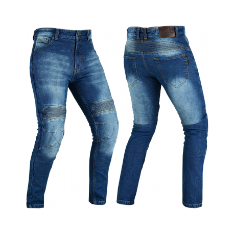 PANTALOMES VAQUEROS UNISEX DE MOTO REFORZADOS CON PROTECCIONES CE RESISTENTES A LA ABRASIÓN, PROTECCIONES DESMONTABLES